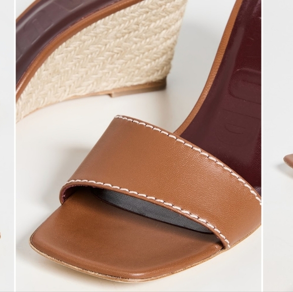 New Staud Billie Tan/Natural Espadrille Wedge Sandals Size 5 - Picture 3 of 9